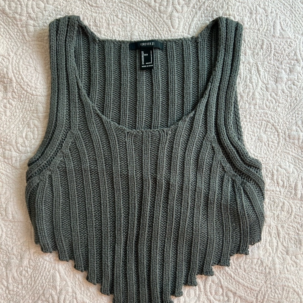 Forever 21 Charcoal Ribbed Tank Top